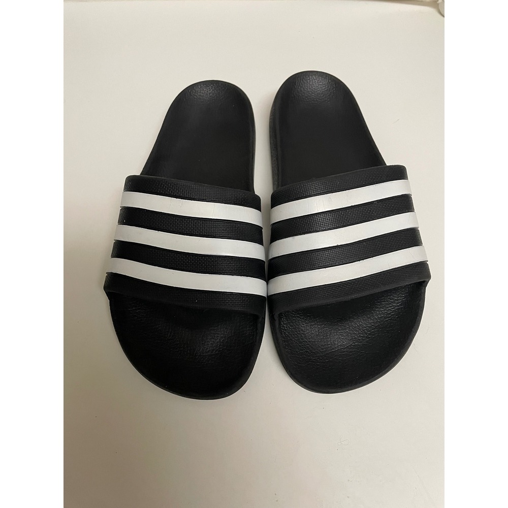 Adidas Adilette Shower Slides Mens Black White 3 Stripe Athletic Sandals